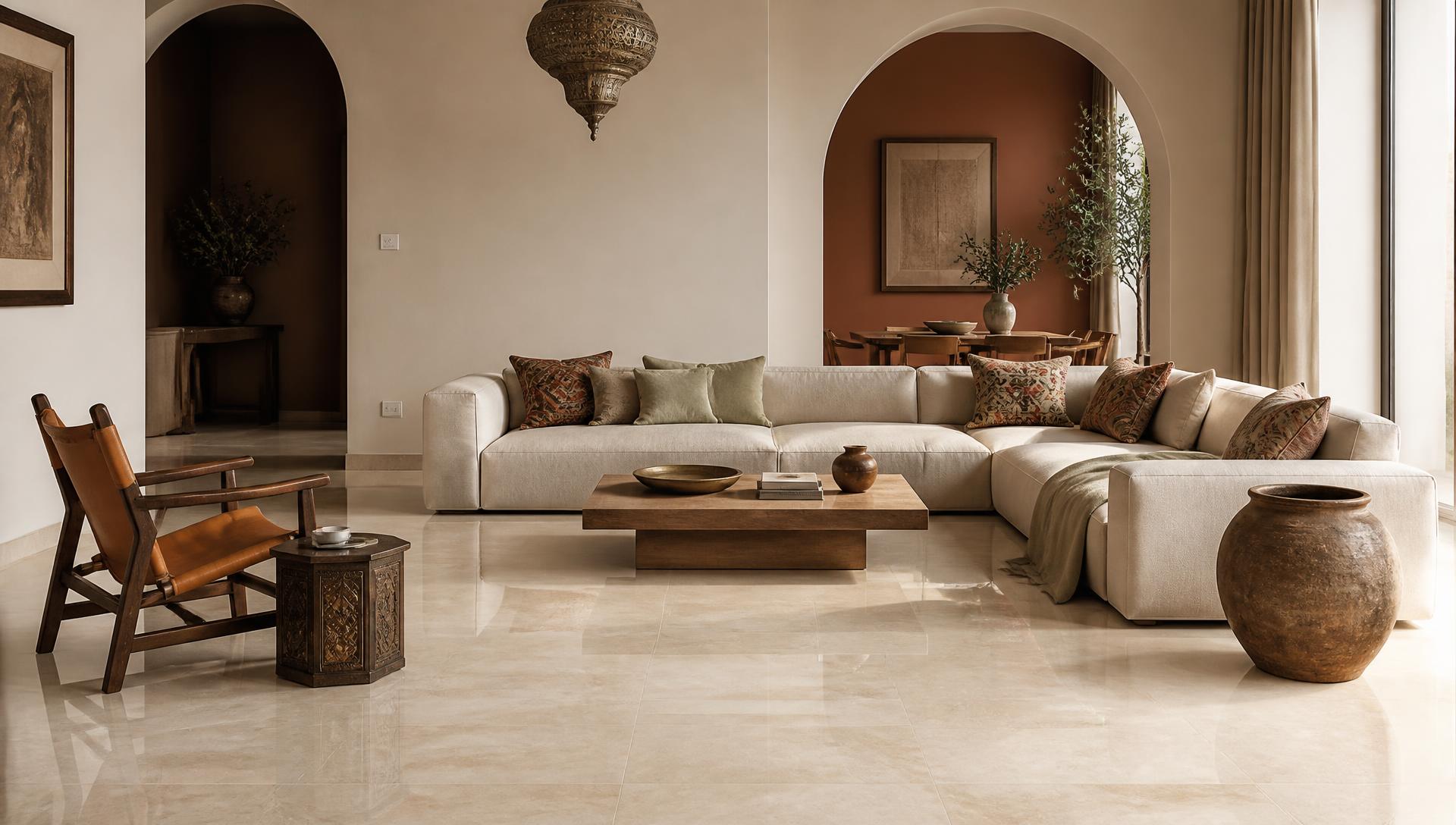Salon travertin sable